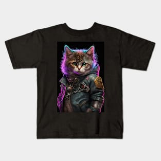 Cool portrait of a Cyber Future Cat Kids T-Shirt